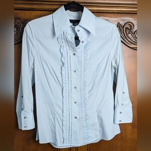Royal Underground Sky Blue Ruffle Blouse - M